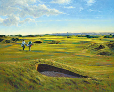 St. Andrews 13th - Hole O'Cross (in) art print by Peter Munro