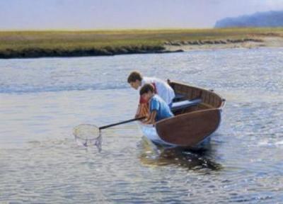 Crabbing art print by Peter Quidley
