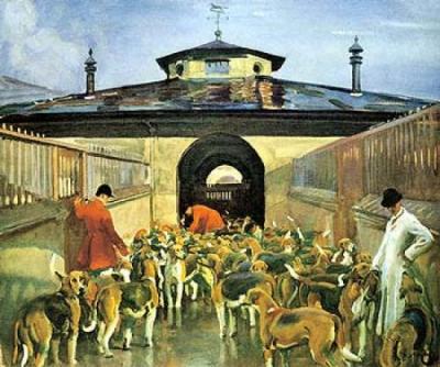 Hunting morning at the Kennels art print by Sir Alfred Munnings