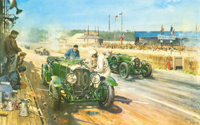 Bentleys at Le Mans, 1929 art print by Terence Cuneo