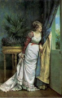 Awaiting The Visitor art print by Auguste Toulmouche