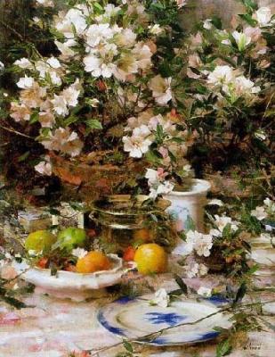 Azaleas & Oranges 1987 art print by Richard Schmid