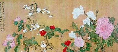 Camelias, Plum Blossoms, Peonies And Magnolia art print by Yun Shou Ping