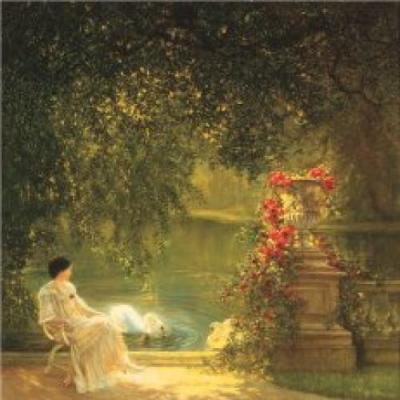Reverie Aupres des Cygnes art print by Albert Lorieux