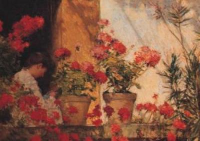 Geraniums art print by Childe Hassam