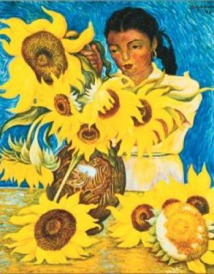 Muchacha con Girasoles art print by Diego Rivera
