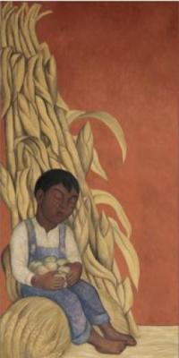 Nino Indigena con Tallos de Maiz art print by Diego Rivera