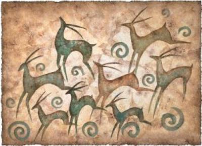 Leaping Antelope art print by Raya