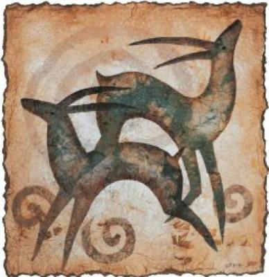 Playing Antelopes art print by Raya