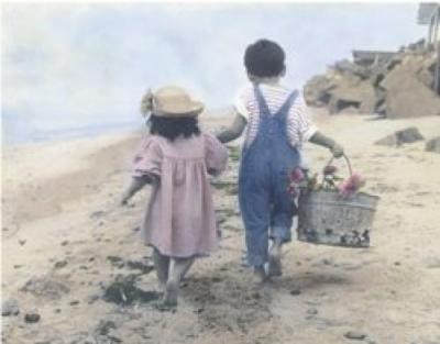 Seashore Sweethearts art print by Virginia Dixon