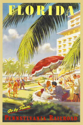 Florida go by train art print by Anonymous