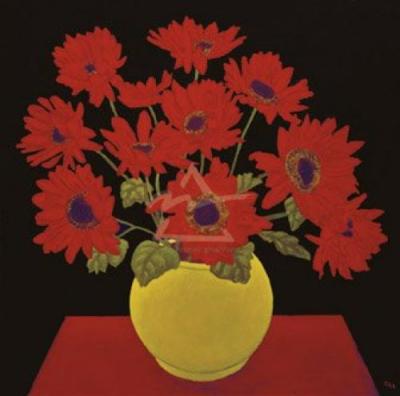 Red Daisies art print by Beverly Jean