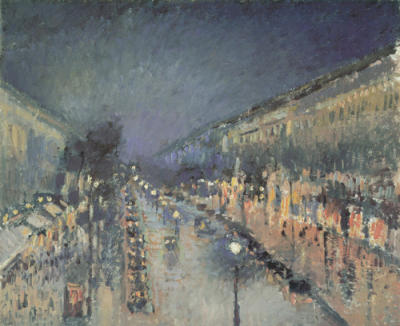 Boulevard Montmartre at Night, 1897 art print by Camille Pissarro