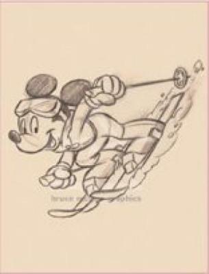 Downhill Mickey art print by Disney