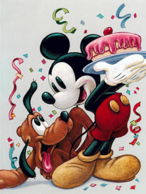 Mickey and Pluto - A Celebration with Friends art print by Disney