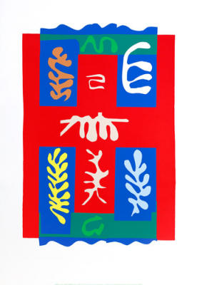 Composition croix rouge (Silkscreen print) art print by Henri Matisse