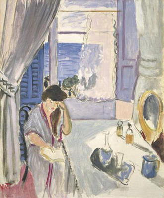 Woman reading at a Dressing Tabel, late 1919 art print by Henri Matisse
