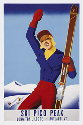 Ski pico peak art print by Herve Maure