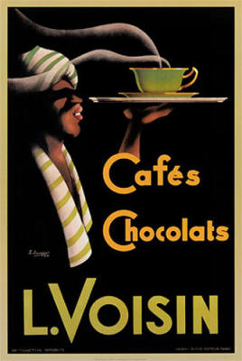 L. Voisin Cafes & Chocolats, 1935 art print by J. Saunier