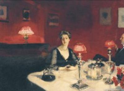 Night Tables on Le Verre De Porto  A Dinner Table At Night   1884 By John Singer