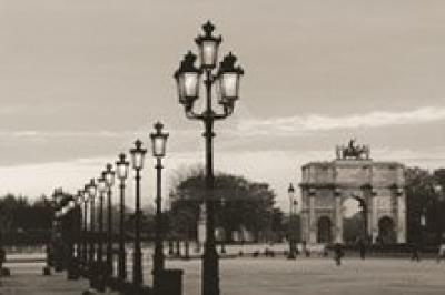 Lamps at Night Musee du Louvre art print by Peacock