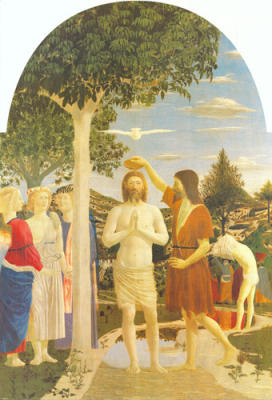 Baptism art print by Piero Della Francesca