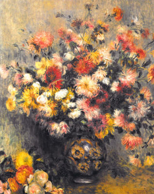 Dahlias art print by Pierre Auguste Renoir