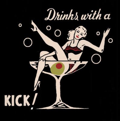 Drinks with a Kick art print by Retro Series