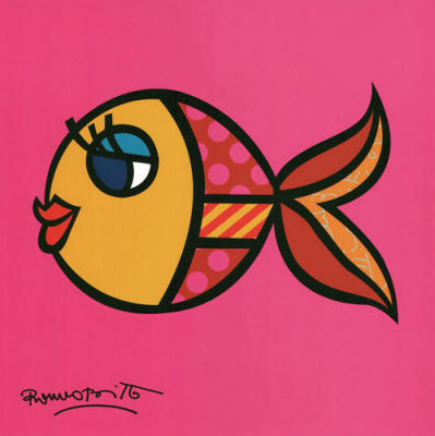 Swimmingly Pink art print by Romero Britto