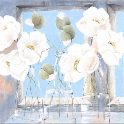 White flowers-Variation 1 art print by Annelies Burgin