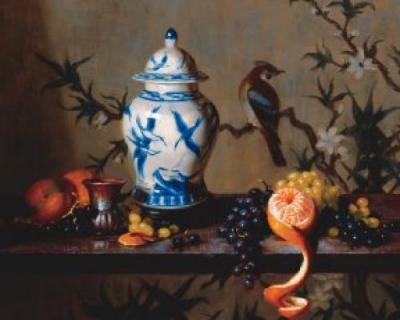 Oranges & Painted Bird art print by Charles Muench