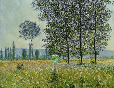 Felder im Fruhling art print by Claude Monet