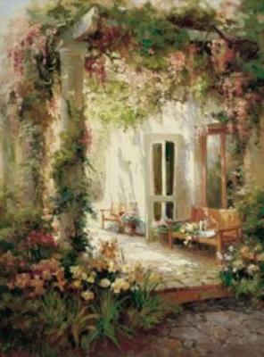 Sunlit Terrace art print by Michel Brevard