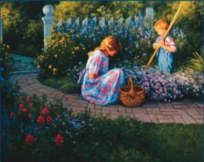 Out in the Garden art print by Robert Duncan