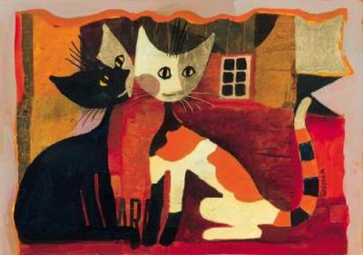 Cat love art print by Rosina Wachtmeister