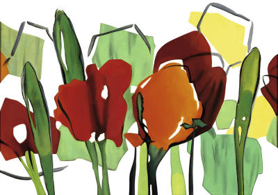 Rote Blumen Trilogie II art print by Walter Muth