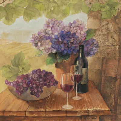 Grapes and Wine art print by Albena Hristova