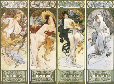 Les Saisons art print by Alphonse Mucha