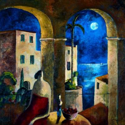 Mirando la Luna art print by Didier Lourenco
