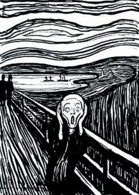 The Scream (black & white) art print by Edward Munch