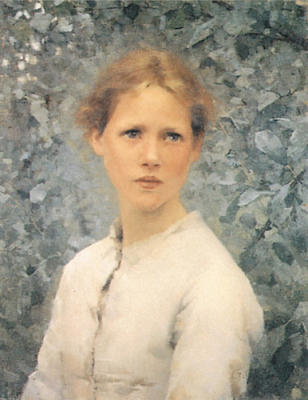 A Girl's Head art print by George Clausen