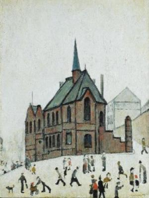The old chapel art print by LS Lowry