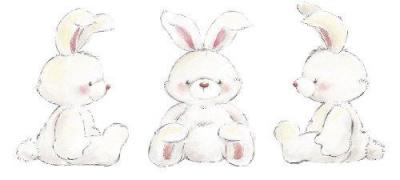 Rabbits art print by Makiko