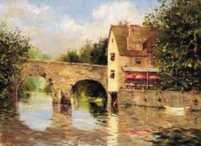 Cafe in Brittany art print by Robert A. Johnson
