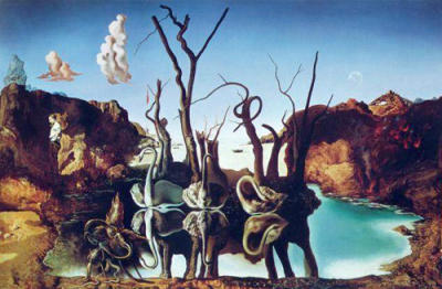 Cygnes r�fl�chis en El�phants art print by Salvador Dali