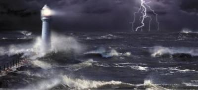 Lightning at the Lighthouse art print by Steve Bloom