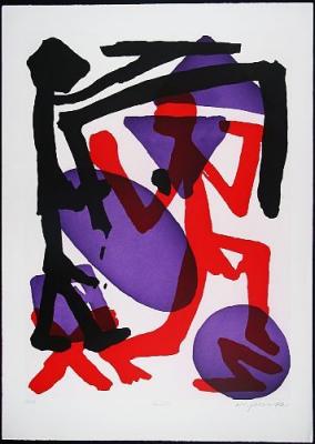 Kontrolle (Rot-Lila) I art print by A.R. Penck