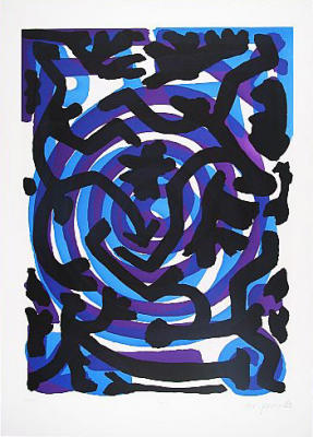 Praxis (Blau-Lila) III art print by A.R. Penck