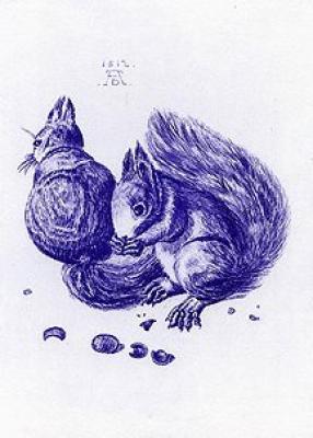 Eichh�rnchen Blau - Wei� art print by Albrecht Durer