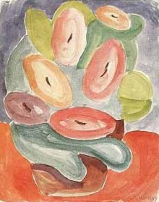 Abstrakte Blumen in Rosa und Gr�n, 1914 art print by Alexei Von Jawlensky